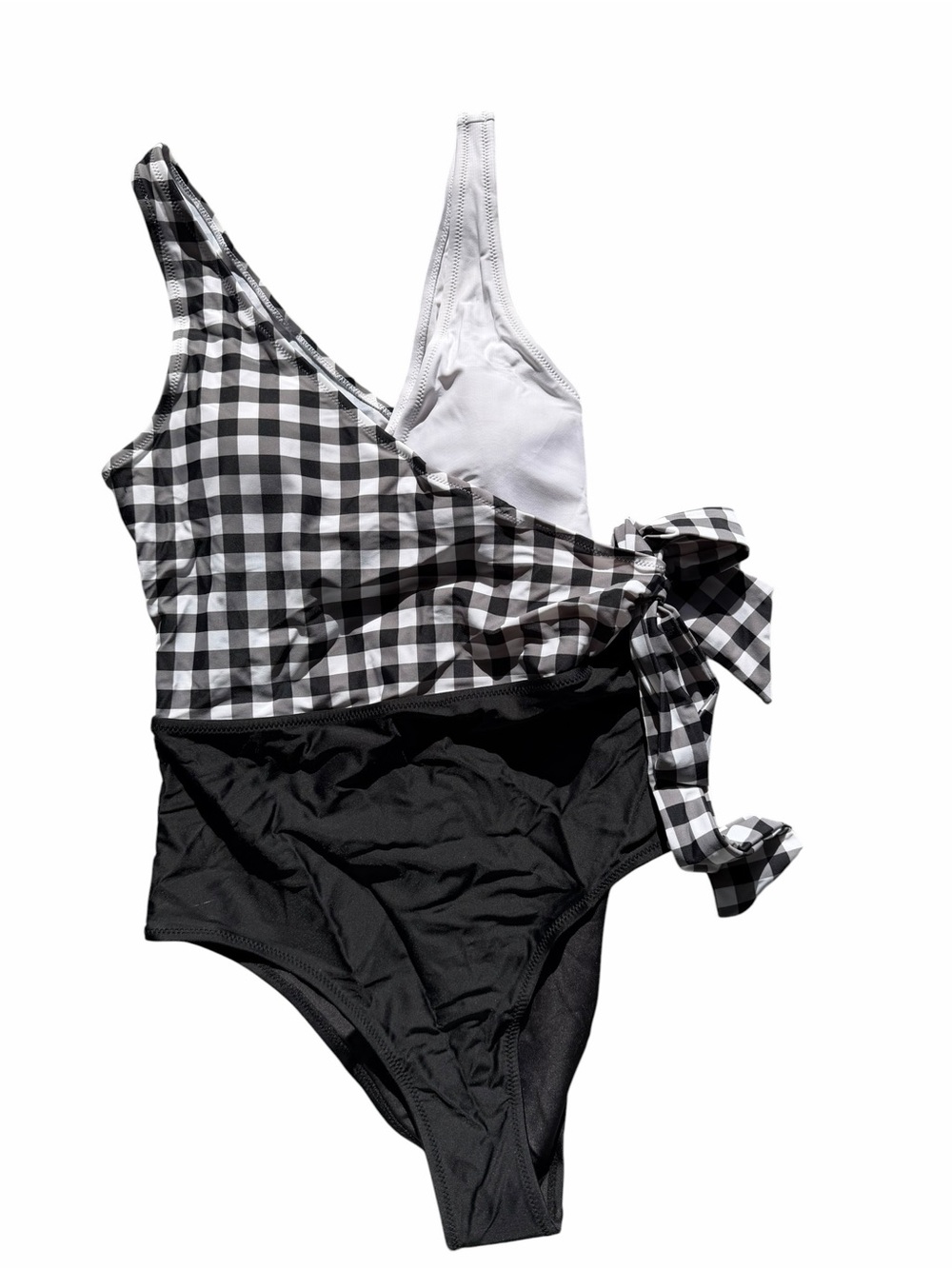 Cupshe NEW Women's Black and White Checkered One Piece Swim Suit Size M #260294